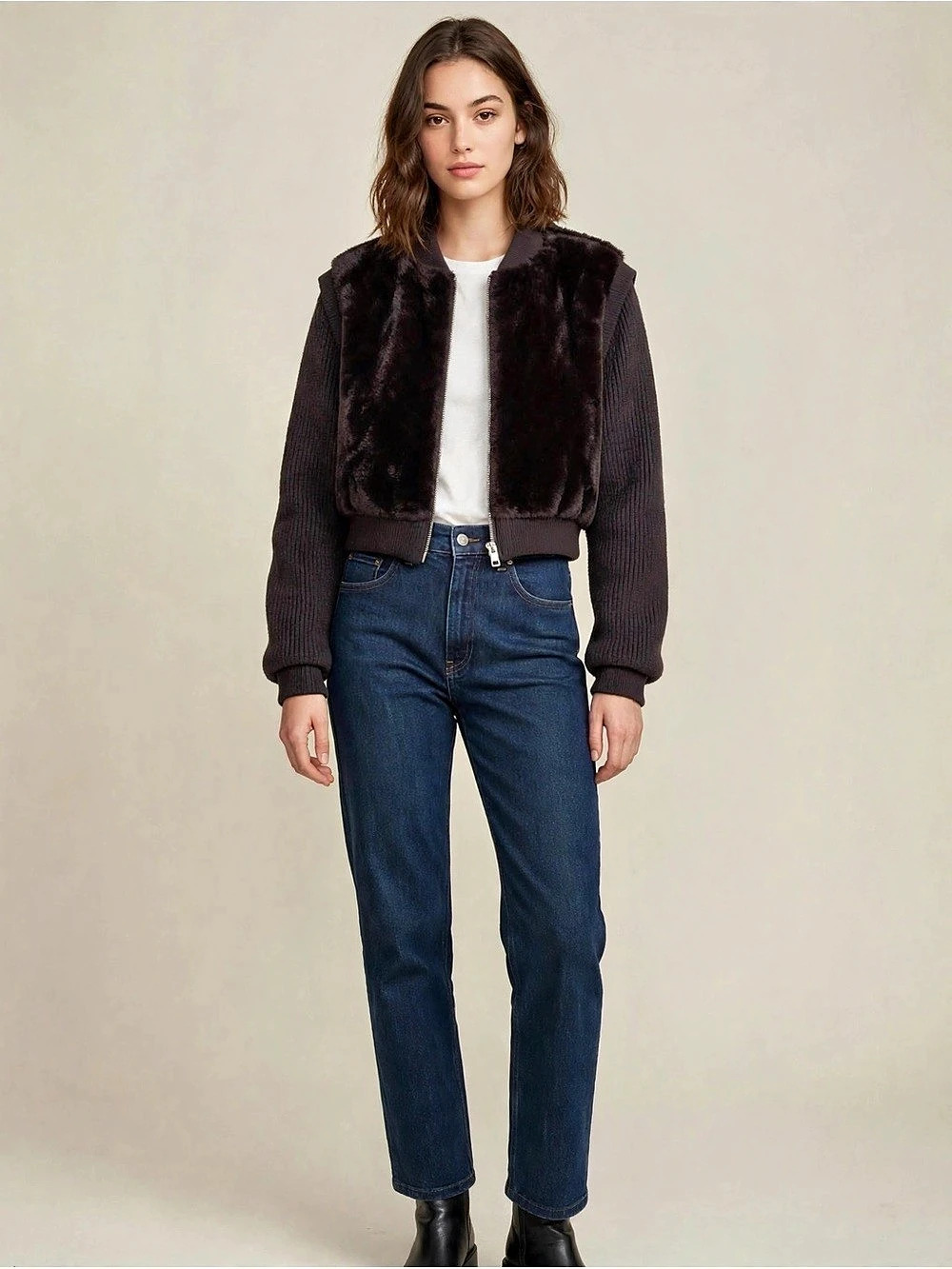 Blanknyc Faux Fur Bomber Jacket in Black Like New